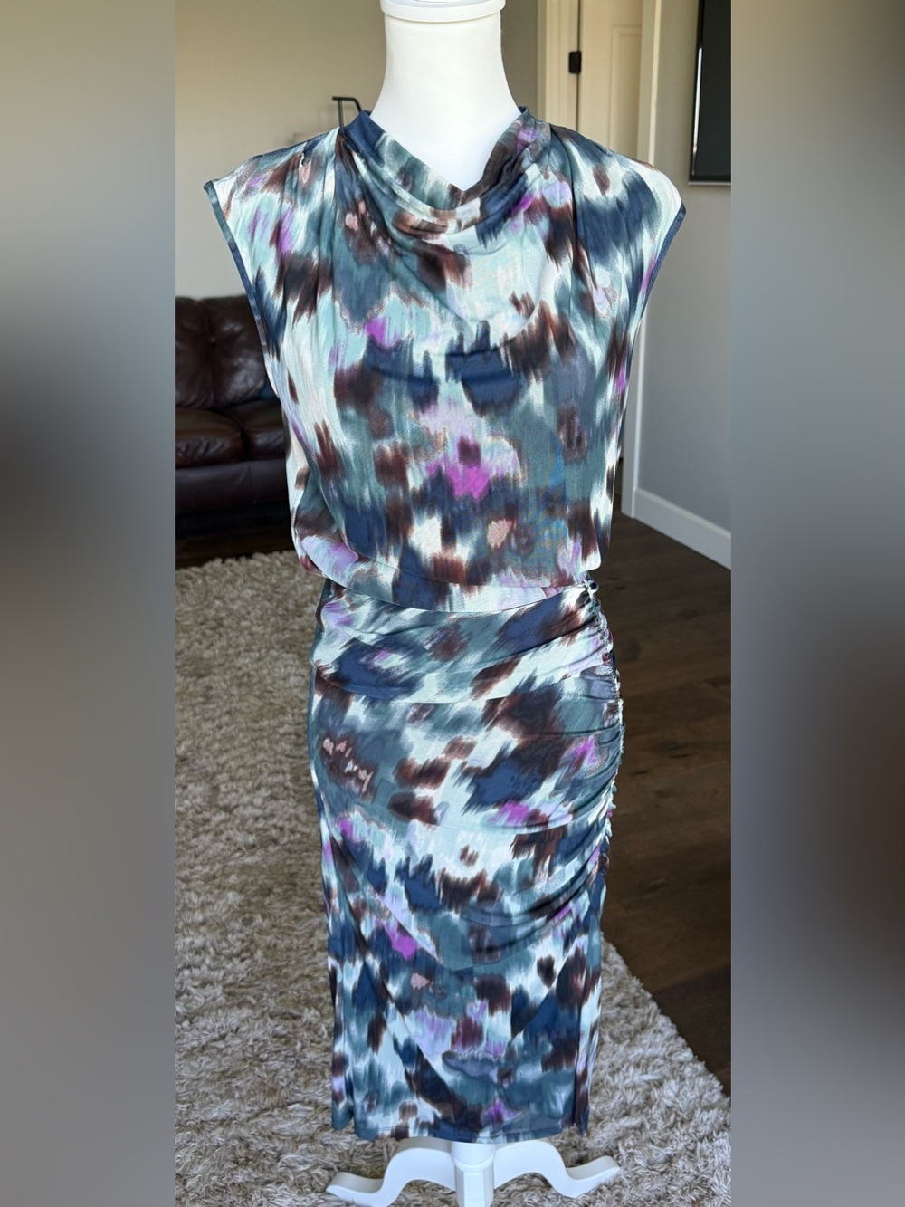 Evereve Athena Ruched Midi Dress Multicolor Jewel Tones Size Small